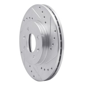 Dodge Attitude Brake Rotor (1) - Front Right - R1 Concepts - Drilled & Slotted - Silver - `12-`25